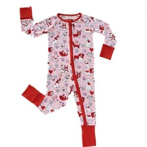 Little Sleepies “Furever Valentine” Valentine’s Bamboo Zippy Size 0-3M